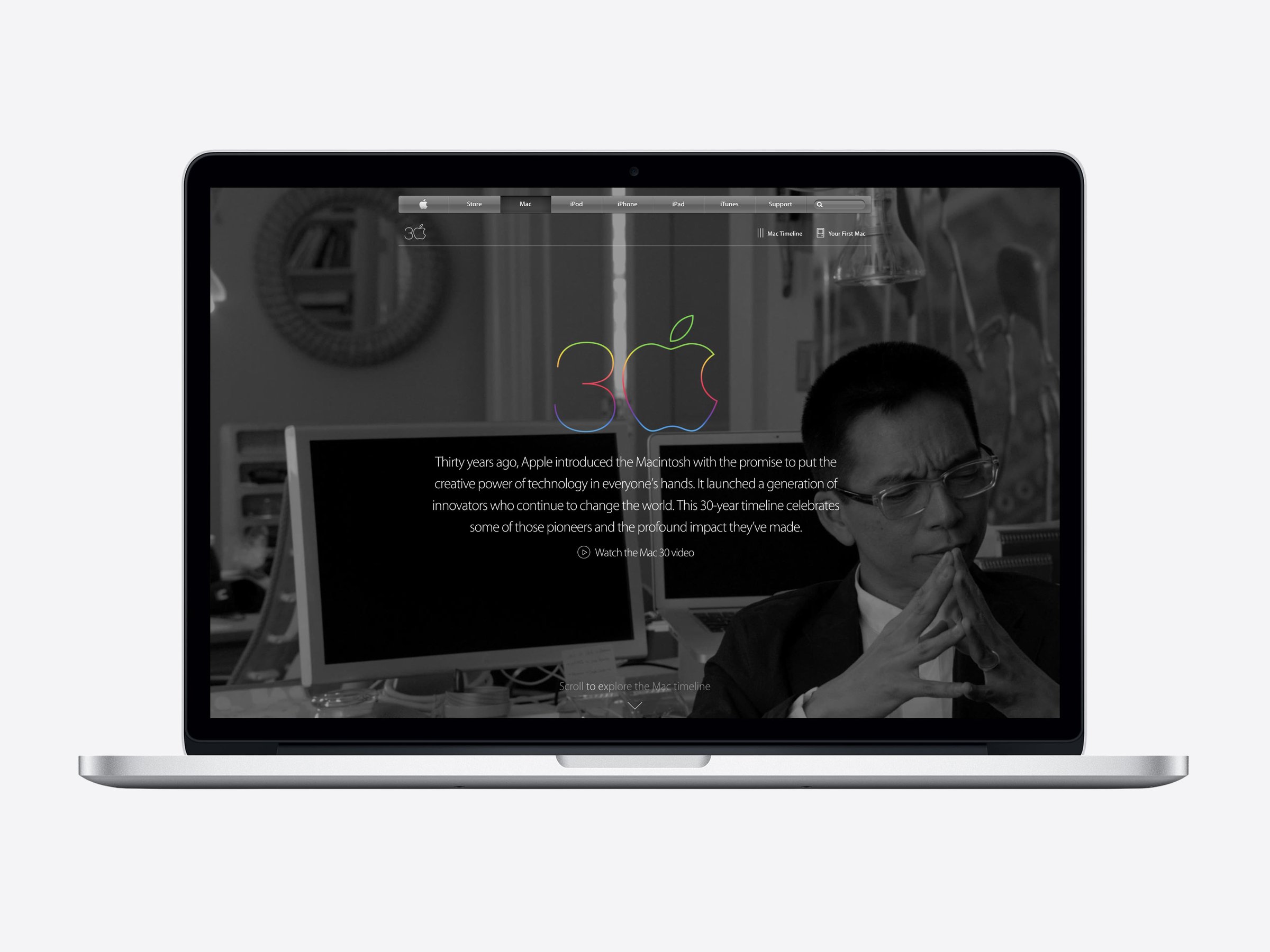 The 30 Years of Mac site, cycling through four screens